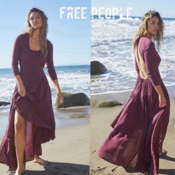 NWOT Free People Sea Me Open Back Maxi Dress - Picture 3 of 14